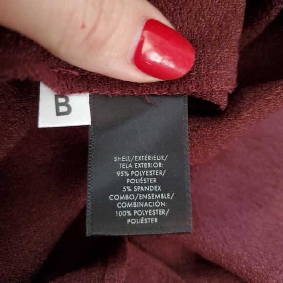 Ann Taylor | Wine Red Pleated Bell Sleeve Keyhole Blouse Top - Picture 5 of 7